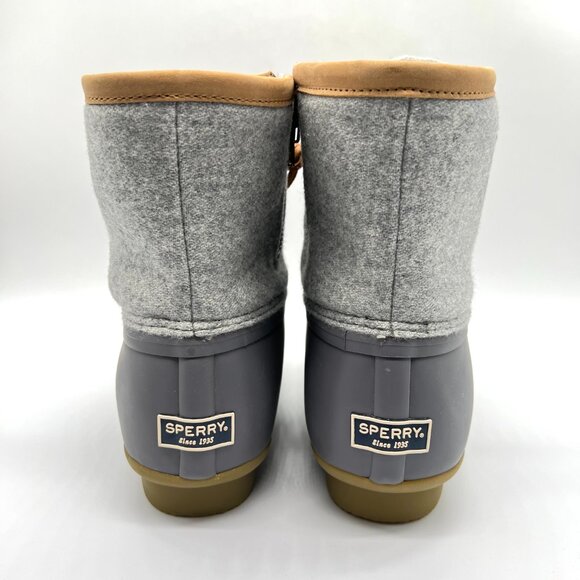 9.5W 9.5 WIDE WIDTH Sperry Womens Saltwater Embossed Wool Grey‎ Duck Boots Shoes - Picture 7 of 13